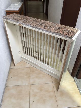 Muebles radiador de mármol y madera