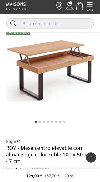 Mesa centro elevable Maisons du Monde