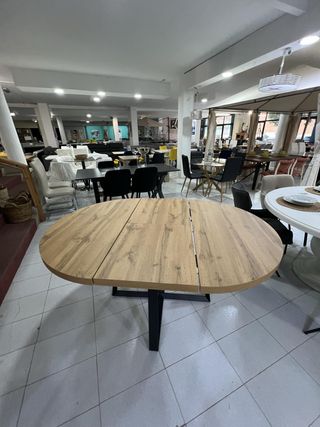 Mesa Redonda Extensible Madera y Metal