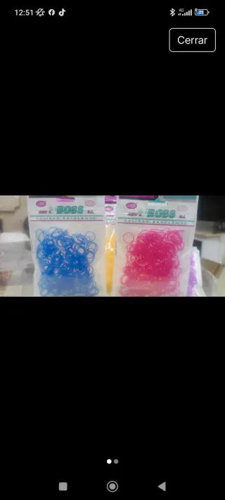 Gomas del pelo azul y rosa