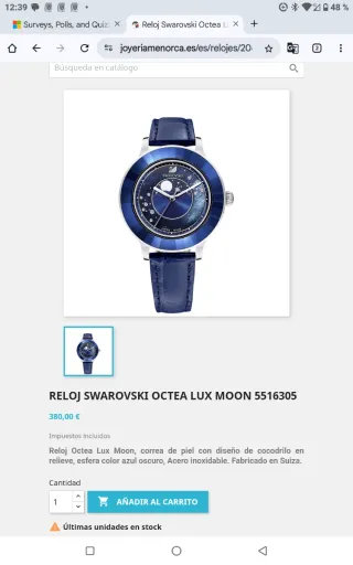 Reloj Swarovski Mujer Lujo Nuevo a estrenar