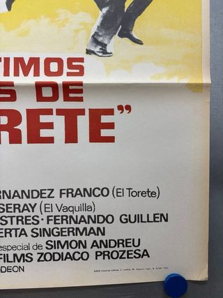 Poster LOS ULTIMOS GOLPES DE EL TORETE, año 1984