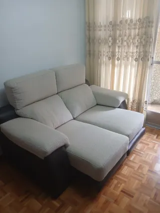 Sofá 2 plazas tela y piel