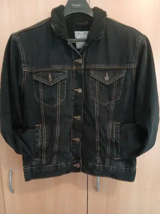 Cazadora mujer vaquera negra forro borrego Talla M