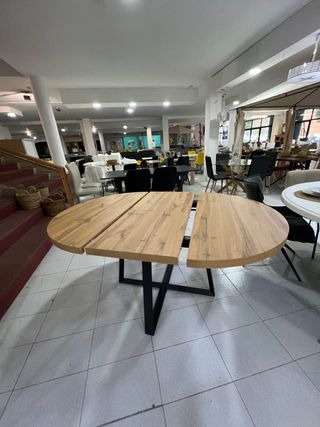 Mesa Comedor Redonda Extensible Madera Metal