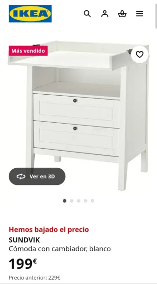 Cómoda cambiador infantil blanca