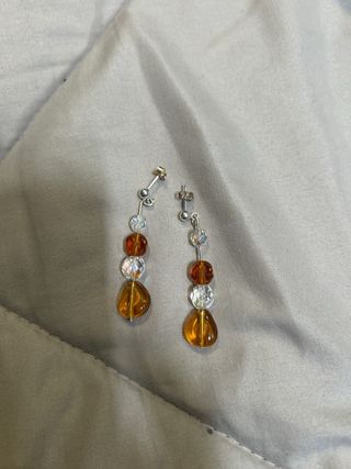 Conjunto collar y pendientes marrón y dorado