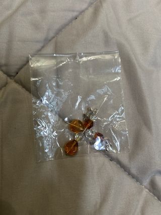 Conjunto collar y pendientes marrón y dorado