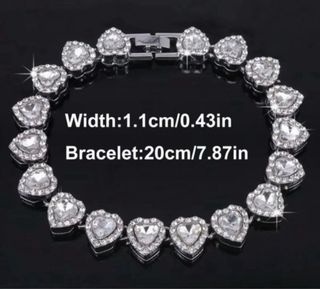 Pulsera Plateada Corazón con Diamantes Brillante