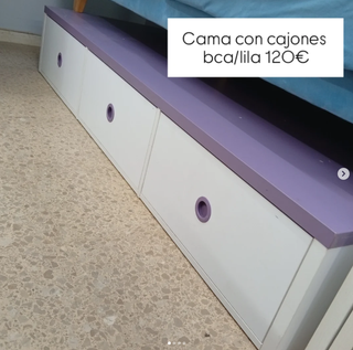 CAMA CON CAJONES BCA/LILA