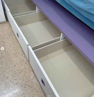 CAMA CON CAJONES BCA/LILA