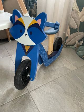 Bicicleta equilibrio madera mapache madera