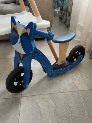 Bicicleta equilibrio madera mapache madera