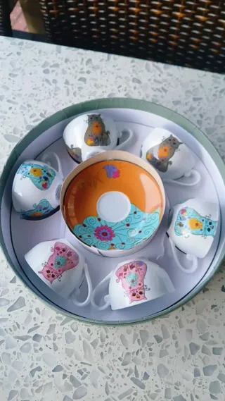 Conjunto 6 chávenas Gato Preto - Porcelana -Novo