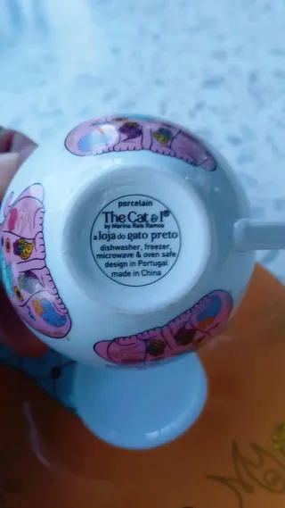 Conjunto 6 chávenas Gato Preto - Porcelana -Novo