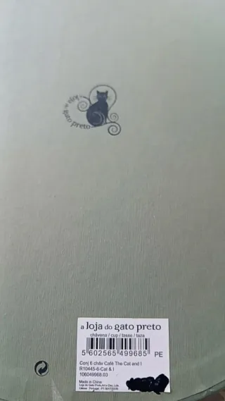 Conjunto 6 chávenas Gato Preto - Porcelana -Novo