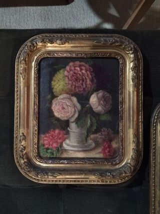 Pareja Cuadros Florales S.XIX Marco Dorado