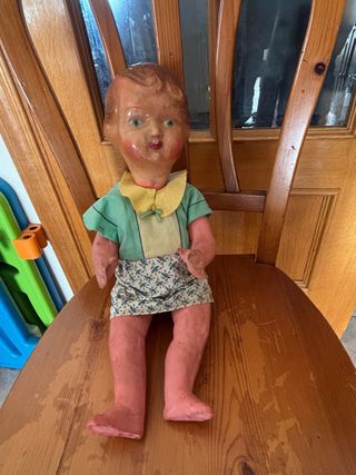 Muñeca antigua cartón piedra años 30-40