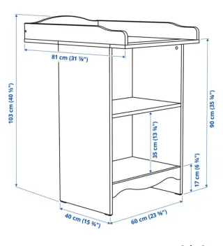Cuna y cambiador con accesorios