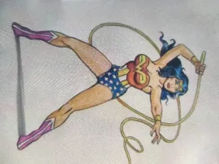 PINTURA ORIGINAL LOPEZ ESPI FIRMADO WONDER WOMAN
