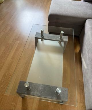 Mesa de centro cristal y madera