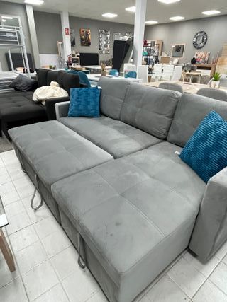 Sofá Cama Chaise Longue Gris