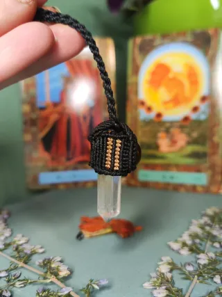 Collar Macramé Cuarzo Cristal y Citrino