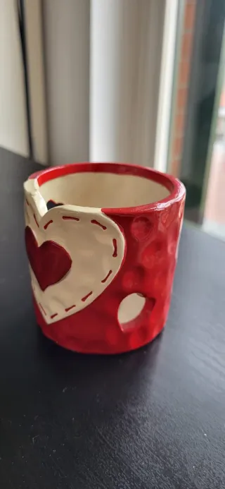 Portacandele a cuore in ceramica per San Valentino