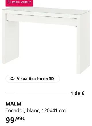 Tocador IKEA MALM Blanco y Cristal