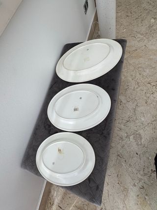 Set 3 Vassoi Ovale Blu e Bianco
