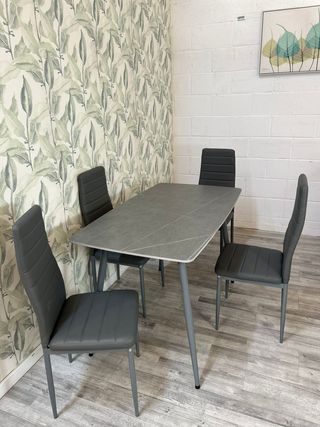 Mesa comedor mármol 4 sillas gris nueva
