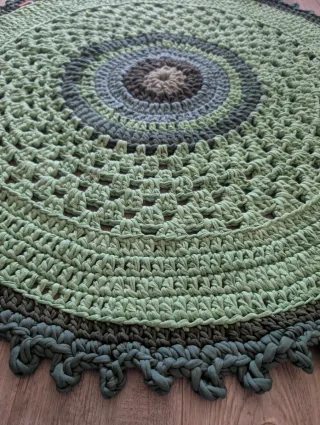 Alfombra redonda crochet 100 cm