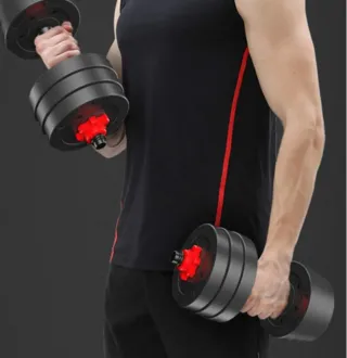 Set de Pesas Ajustables Negro y Rojo
