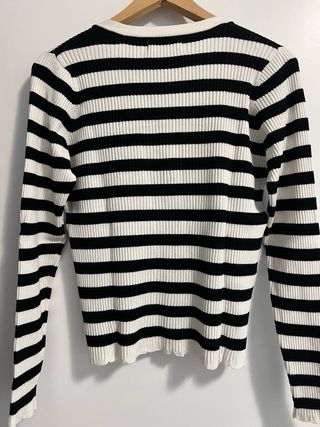 Chaqueta Mango Rayas Blanco y Negro