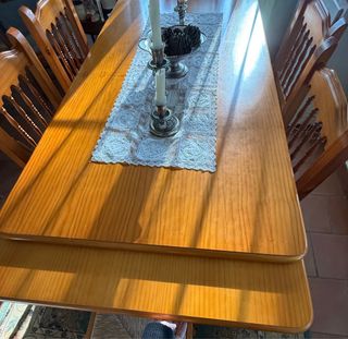 Mesa comedor extensible + 6 sillas madera
