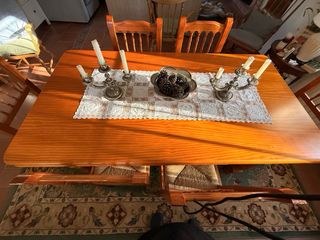 Mesa comedor extensible + 6 sillas madera
