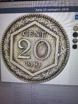 Moneta 20 Centesimi Regno d'Italia 1919