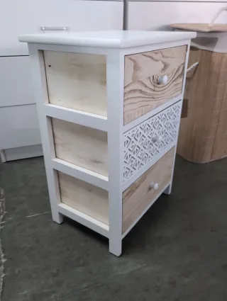 Mesita auxiliar madera y blanco