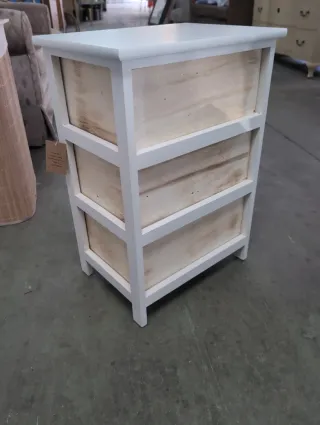 Mesita auxiliar madera y blanco