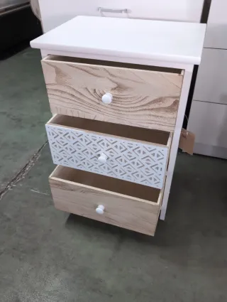 Mesita auxiliar madera y blanco