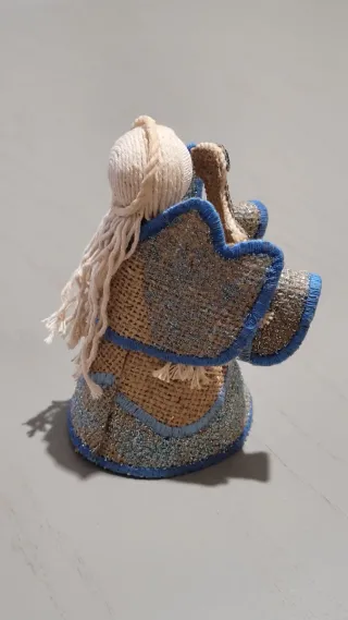 Jute angel decoration with guitar