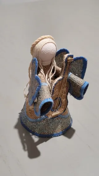 Jute angel decoration with guitar