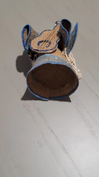 Jute angel decoration with guitar