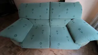 Sofá verde tela 2 y 3 plazas tela y fundas lavable