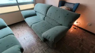 Sofá verde tela 2 y 3 plazas tela y fundas lavable