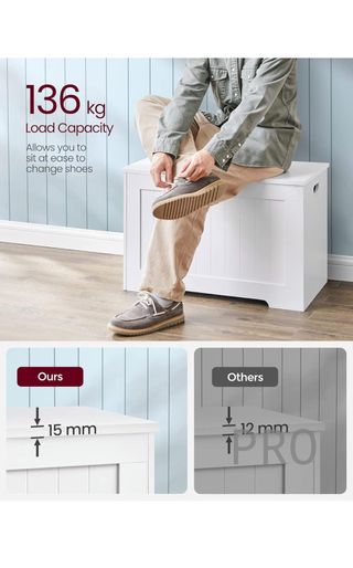 Baúl de almacenaje, banco con 2 bisagras de seguridad