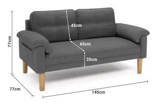 Sofá de 2 plazas gris con reposabrazos