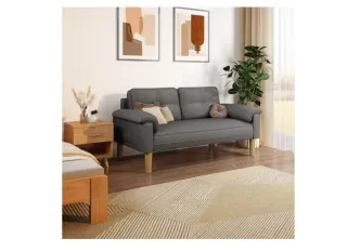 Sofá de 2 plazas gris con reposabrazos