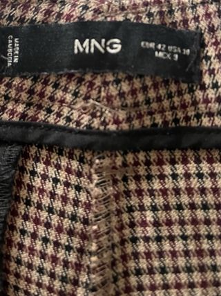 Pantalón Mango Cuadros Beige/Marrón