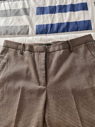 Pantalón Mango Cuadros Beige/Marrón